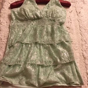 Light green halter lace blouse